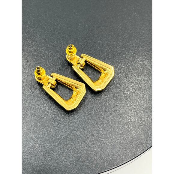 SWAROVSKI SAL Genuine Crystal Black Enamel Pierced Dangle Earrings DoorKnocker - Picture 6 of 8